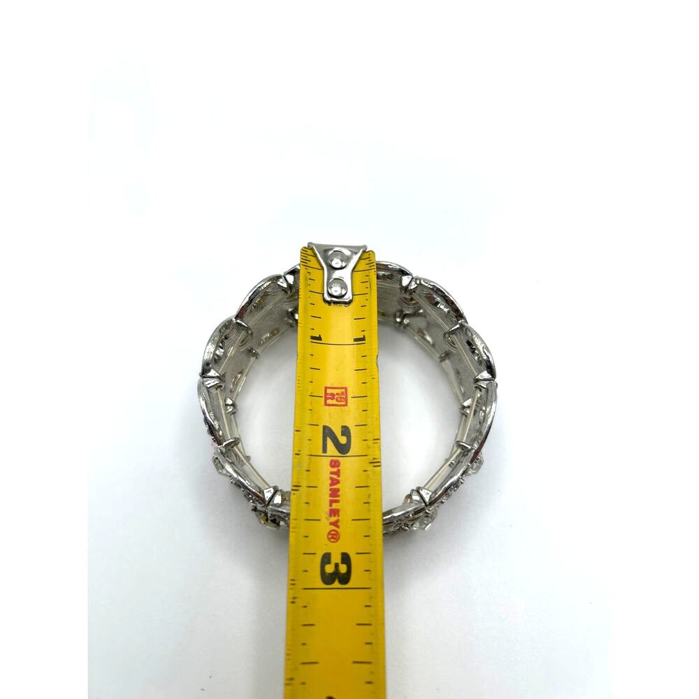 Vintage ROMAN Clear Crystal Braided Stretch‎ Bangle Bracelet Signed RMN - Picture 7 of 7